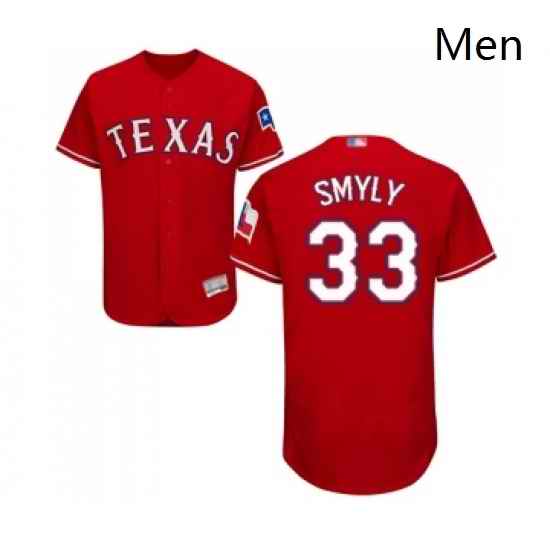 Mens Texas Rangers 33 Drew Smyly Red Alternate Flex Base Authentic Collection Baseball Jersey
